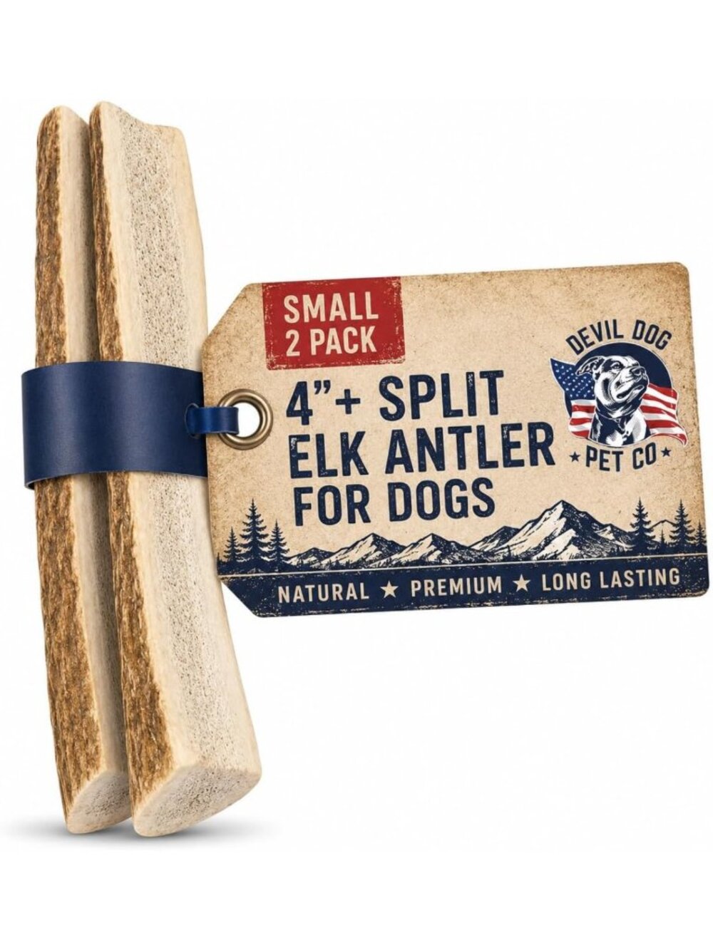 Long-Lasting Split Elk Antlers for Dogs - Small 2 Pack, Natural Chew Treats